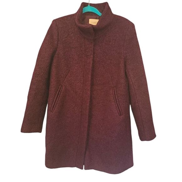 LOFT Wool Blend Funnel Neck Peacoat Women's Purple/ Eggplant Jacket | S EUC - Picture 2 of 16